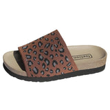 Breakj Summer Hot Leopard Print Thick Bottom Cool Slippers Outside Wearing Toe Beach Large-Size Knitted Slippers
