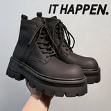Breakj Charcoal Black High Tube Male British Thick Chelsea Boots Locomotive Martin Pipe Boots Trend Short Boots