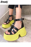 Heeled Platform Sandals For Women Summer 2023 Ankle Buckle Square Toe Sandals Simply Causal Open Toe Sandals Slipper
