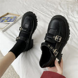Shoes Harajuku Buckle Mary Janes Shoes Women Cross-tied Platform Shoes Patent Leather Girls Shoes Rivet Casual