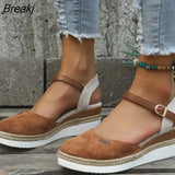Summer Women Linen Plain 6cm Wedge Sandals Bohemian Handmade Ladies Casual Comfortable Espadrilles Platform Pumps