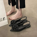 Sandals Woman Leather Suit Female Beige Shoes Lady 2024 Ankle Strap Shallow Mouth Cross Summer Heels Low-heeled Black New