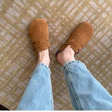 Women's fashion slippers cowhide slippers loafer slippers Summer sandals mules slippers comfortable flat slippers