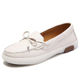 Breakj And Autumn Leather Shoes Women One Foot Bow Flat Single Shoes Korean Version Of The Lefu Shoes Casual Lazy Bean
