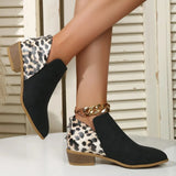 Women's Shoes 2023 High Quality Slip-on Women's Boots Fashion Leopard Print Daily Boots Women Sexy Pointed Toe Naked