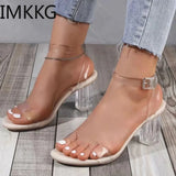 Women's Sandals 2023 Transparent Pvc Sandals Woman Elegant Clear Heel Wedding Dress Shoes Ladies