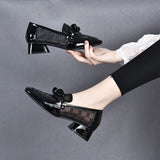 for Women 2023 Normal Leather Casual Ladies Summer Footwear Low Heel Elegant Loafers Transparent Square Toe Clear Chic