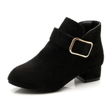 Ankle Boots Winter Shoes For Women Flat Heel Zipper Boots-Women Round Toe Low 2024 Rubber Over-the-Knee Ladies Autumn PU