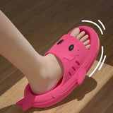 New Summer Cartoon Shark Slippers for Women Non Slip Home Bathroom Slides Woman 2024 Soft Sole Flat Flip Flops