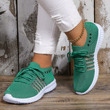 Breathable Running Shoes for Women Non Slip Knitted Green Sneakers Woman Soft Sole Slip On Casual Flats Plus Size