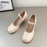 Shallow Mouth Women Mary Jane Shoes 2023 Summer New French Temperament Thick Heels High Heels Simple and Elegant