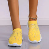 Crystal Flats Shoes for Women Plus Size Breathable Mesh White Sneakers Woman 2023 Autumn Soft Sole ladies Sports