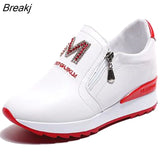 Platform Wedges Women's Sneakers High Quality Rhinestone Mesh Breathable Increased Casual Black Autumn Vulcanized