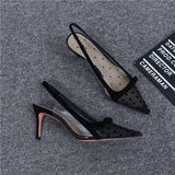Women's Shoes 2023 Summer Fashion Pointy Bow Mesh Breathable Stiletto Heel Shallow Sandals for Women Zapatos De