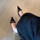 Breakj Essence! High Heel Baotou Sandal Female 2024 New Bow Black Pointed Thin Heel Back