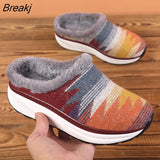 Warm Women Half Slippers Furry Slides for Women Casual Outdoor Home Thick Bottom Warm Shoes Furry Non-slip Platform