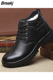Wool Men's Boots Leather Warm Leisure Shoes British Round Toe Short Plush Ankle Boots Sheep Fur Plus Large
