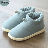Women Winter Waterproof Down Shoes Plus Size 45 Warm Plush Flat Snow Boots Woman Indoor Non-slip Couple Cotton