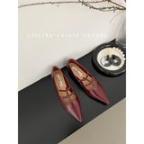 Jane Shoes French Designer Women Shoe Spring New Vintage Single Shoe Simple Red Leather Shoe Elegant Woman Shoe Low