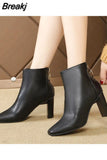 Work Short Shoes for Women Brown Female Ankle Boots Very High Heels Heeled Footwear Y2k Comfortable and Elegant