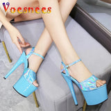 Dance Shoes Women Sexy Show Sandals 15 17 20CM High Heels Bright Color Platform Sandals Girls Shoe for Party Club