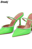 Heels Woman Sandals Crystal PVC Women Pumps Summer Mules Ladies Slippers High Heels Slingback Party Dress Shoes