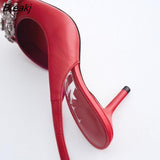 Summer New Ladies Dress Shoes Pointed Toe Red Ladies Slingback Stiletto Heels Fashion High Heels Sexy Ladies