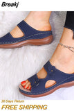 Women's Sandals 2023 Summer Handmade Wedge Slippers Ladies Shoes Leather Floral Sandals Women Flats Retro Style Shoes
