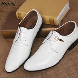 Men Patent Leather Oxfords High Quality Genuine Leather Shoes Classic Brogue Mens Formal Shoe Casual Bullock Dress Wedding