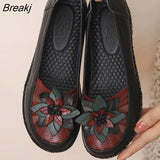 2023 Soft Genuine Leather Flat Shoes Slip On Women Flats with Flowers Ladies Shoes Women Designers