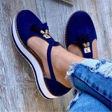 New English Style Round Head Belt Buckle Thick Heel Tassel Sling Thick-Soled Sandals From