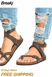 Women Sandals 2023 New Women Summer Sandals Plus Size 43 PU Leather Flat Sandals Female Flip Flop Casual Beach Shoes