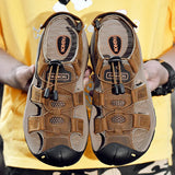 Men Shoes 2023 Genuine Leather Men Sandals Outdoor Male Beach Slippers Man Sandals Plus Size