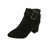 Ankle Boots Winter Shoes For Women Flat Heel Zipper Boots-Women Round Toe Low 2024 Rubber Over-the-Knee Ladies Autumn PU