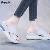 New Women's Platform Wedge Sandals New Summer High-heeled Fish Mouth Women's Shoes Soft Leather Heightened Platform