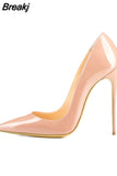 Color Classical Women Pumps 12 cm Stilettos Shallow Pointed Toe Thin High Heels Woman Party Shoes Pink color QP004