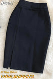 Women's Skirt Solid High Waist Work Pencil Skirt 2023 New Fashion Ladies Slim Fit Split Office OL Skirt Grey Red Black