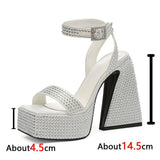 New Platform Woman Sandals Super High Heel 2023 Summer Crystal Fashion Sexy Woman Wedding Sandals Shoes Big Size