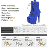 New 17CM Pole Dance Heels Boots High Heels With Platform Lace Up Zip Ankle Boots Custom Peep Toe Women Shoes Stripper