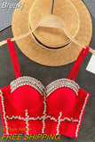 Rhinestone Decoration Crop Tops for Women Sexy Corset Tank Top Luxury Sparkle Push up Bra Fashion Club Outfits New