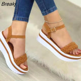 New Fashion Women Sandals White Brown Colors Summer Wedges Platform Sandals High Heel Dress Party Wedding Shoes