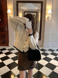 Autumn Pure Color Casual Tops Korean Fashion Y2k Clothing Woman Elegant Knitted Sweater Cardigan Long Sleeve Design