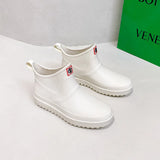 Fashion Men and Women Waterproof Short Rain Boots Non-slip Kitchen Water Shoes Thick-soled Fishing Rubber Shoes Size