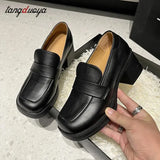 shoes Women Chunky heels Height Increase Shoes Ladies Vintage loafers Japanese Student Shoes College Style High