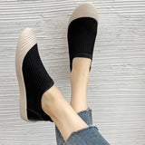 Knit Ballet Flat Slip on Women Loafers Breathable Mesh Single Shoe Comfort Soft Bottom Sneakers Round Toe Shallow