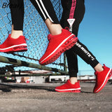 Spring Women Sneakers Red Black Fashion Korean Women Shoes Mesh Breathable Sneakers Air Cushion Casual Shoes Tenis