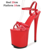 Stripper Heels Shoes For women Open Toe Sandals Girls Shoe for Party Club Women Sexy Show Sandals High Heels Red