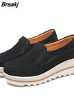 Women Flats Shoes Platform Sneakers Slip On Flats Leather Suede Ladies Loafers Moccasins Casual Shoes Women