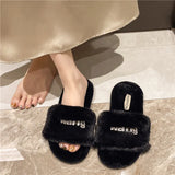 Breakj Large-Size Fur Slippers Women In The Autumn And Winter Of 2025 Outside The New Fashion Diamond Letter