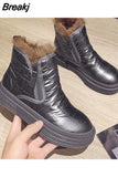 Woman Boots Flat Heel Luxury Designer Shoes Winter Footwear Plush Fashion 2023 Fur Rubber Ladies Casual Rome Fabric